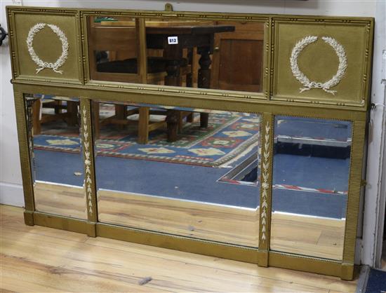 An Adam style gold painted overmantel mirror w.103cm